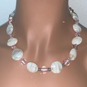 OOAK Vintage Murano Hand-Blown Glass, AB Sterling Necklace